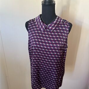 Halogen Purple Geometric Sleeveless Blouse